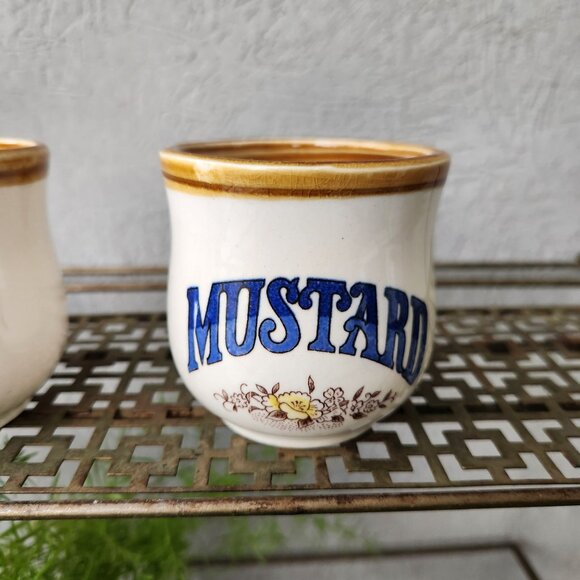 Set of 2 Vintage Relish and Mustard Jars - Made in Japan - Retro Condiment Conta - Picture 7 of 8